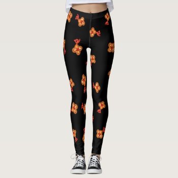 Red And Orange Floral Abstract Leggings by SPKCreative at Zazzle