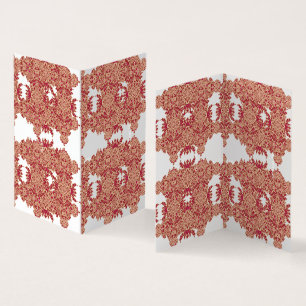 Red and orange floral design with ornamental graph