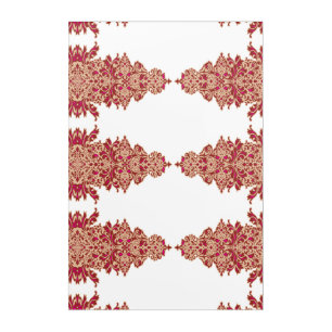 Red and orange floral design with ornamental graph acrylic print
