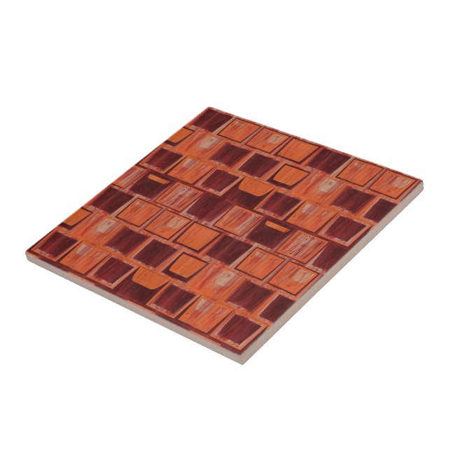 Red and Orange Geometric Ceramic Tile (Side)