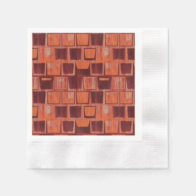 Red and Orange Geometric Ceramic Tile Napkins (Front)