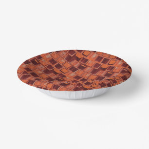 Red and Orange Geometric Ceramic Tile Paper Bowls