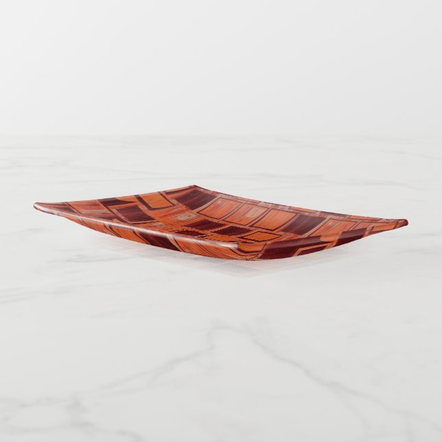 Red and Orange Geometric   Trinket Tray (Angled)