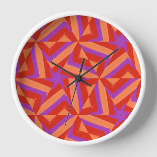 Red and Orange Geometrical Abstract Design Clock