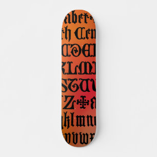 Red and Orange Gothic Letters Skateboard Deck
