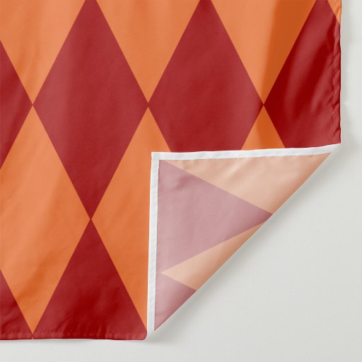 Red and Orange Harlequin Checkered Design  Fabric