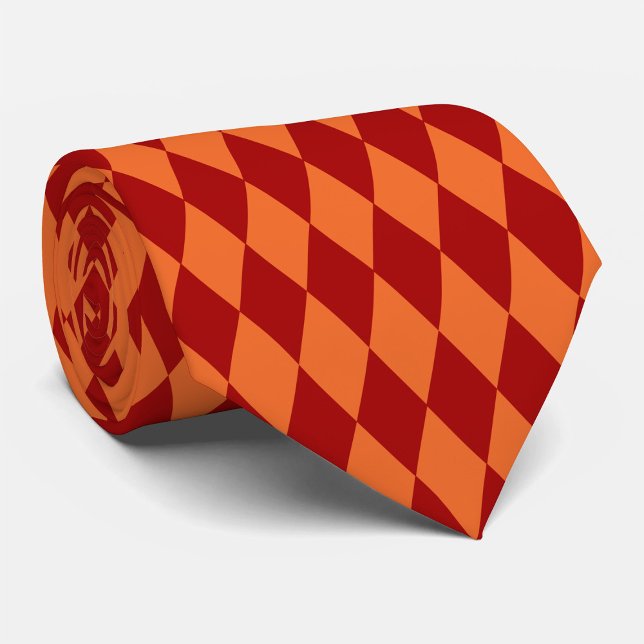 Red and Orange Harlequin Checkered Design  Neck Tie (Creator Uploaded)