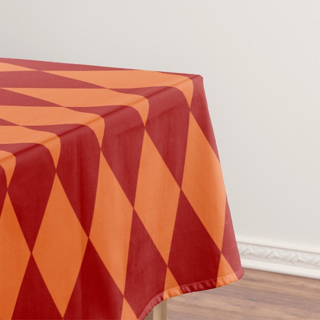 Red and Orange Harlequin Checkered Design  Tablecloth (Creator Uploaded)