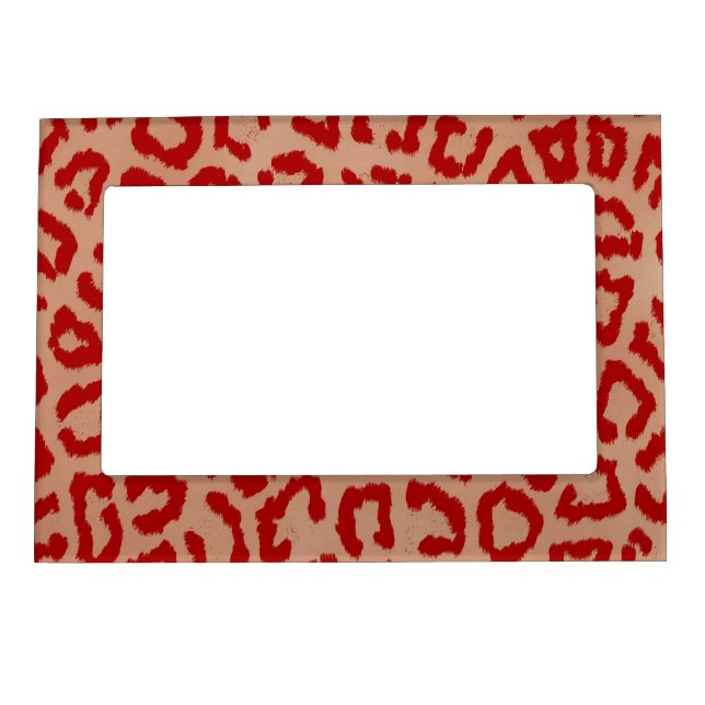 Red and Orange Leopard Magnetic Photo Frame (Front)