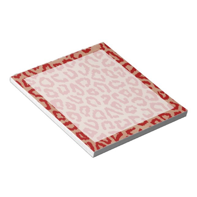 Red and Orange Leopard Notepad (Angled)