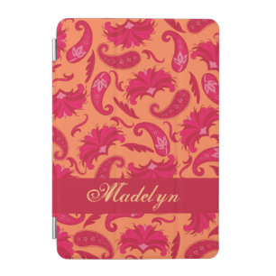 Red and Orange Modern Paisley Name Personalized iPad Mini Cover