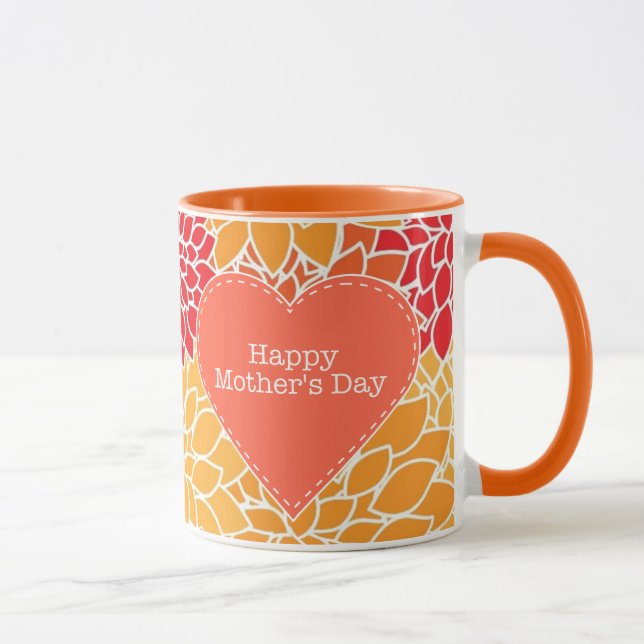 Red and Orange oriental floral Mother's Day mug (Right)