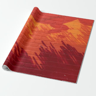 Red and orange painted brick wall wrapping paper