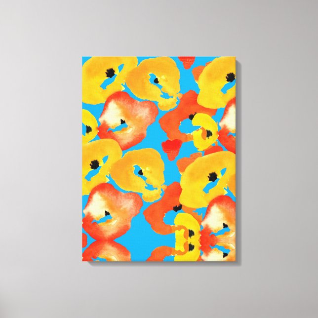 Red and orange poppies floral art canvas print (Front)