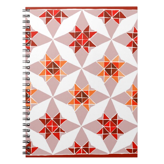 Red and orange quilt pattern notebook (Front)