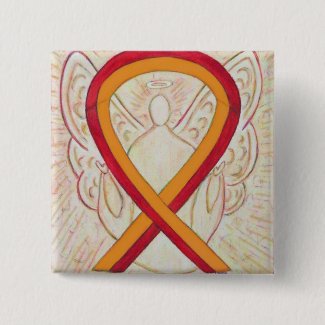 Red and Orange Ribbon Awareness Angel Pin