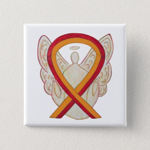 Red and Orange Ribbon Awareness Angel Pin