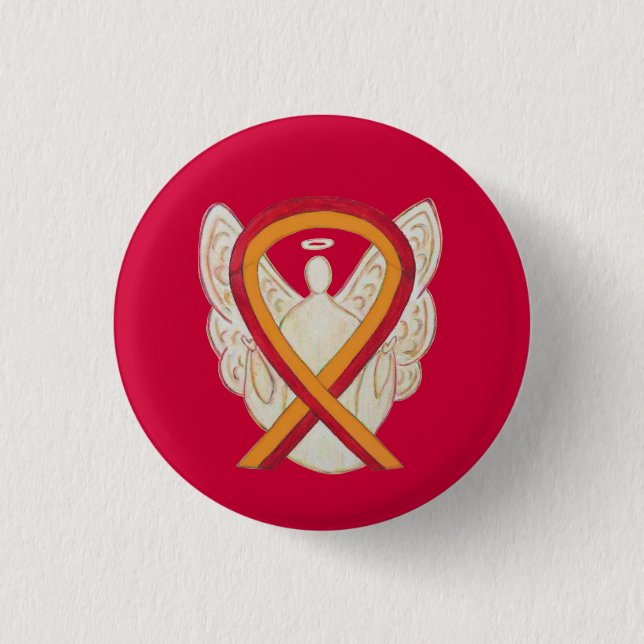 Red and Orange Ribbon Awareness Angel Pins (Front)