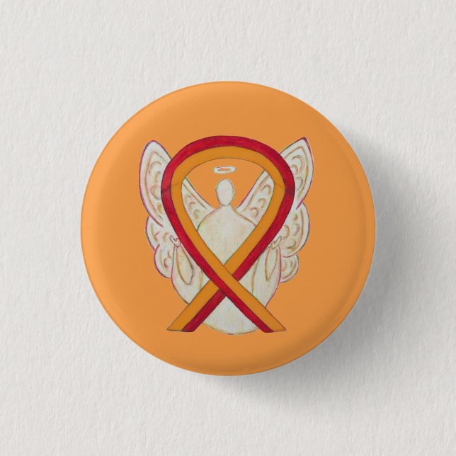 Red and Orange Ribbon Awareness Angel Pins (Front)