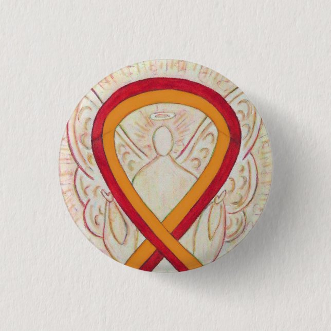 Red and Orange Ribbon Awareness Angel Pins (Front)