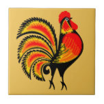 Red and Orange Rooster Tile<br><div class="desc">Vintage illustration.</div>