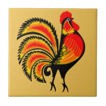 Red and Orange Rooster Tile
