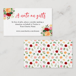 Red and Orange Roses Birthday A Note On Gifts Enclosure Card