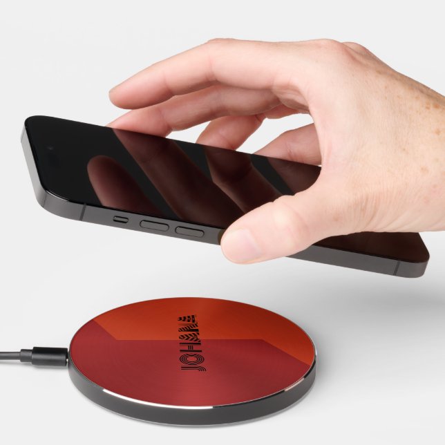 Red and orange split screen metallic design wireless charger  (Hand)