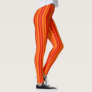 Red and Orange Stripes Design Leggings