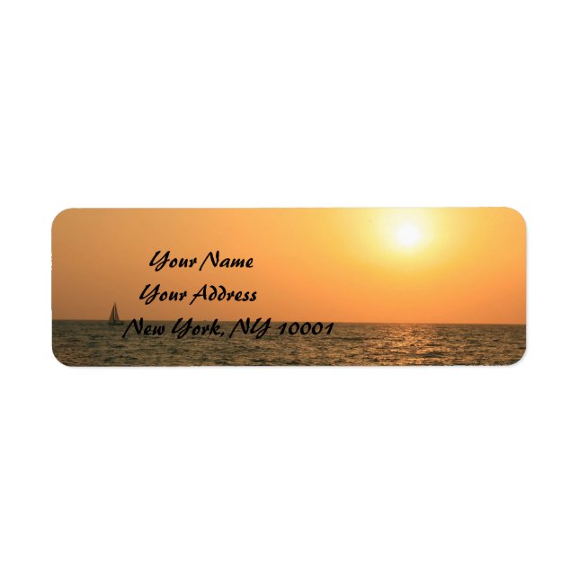 Red and orange Sunset over the Sea Label (Front)
