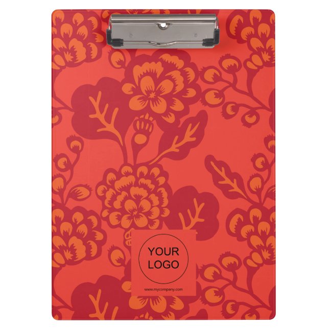 Red and Orange Vibrant and Bold Floral Pattern Clipboard (Front)