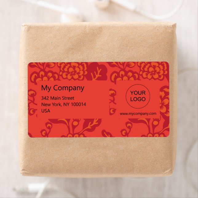 Red and Orange Vibrant and Bold Floral Pattern Label (Insitu)