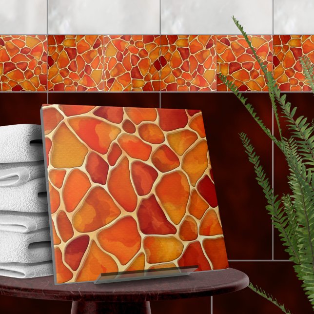 Red and Orange Watercolor cells abstract Ceramic Tile (Creator Uploaded)