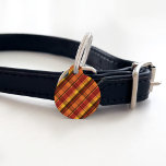 Red And Orange With Brown Plaid Pattern Pet ID Tag<br><div class="desc">Plaid / tartan pattern in autumn color scheme including red,  orange and brown colors with a little bit of yellow. On the other side there are personalizable text areas for a name and phone number.</div>
