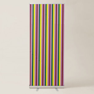 Red and orange wrapping paper with a glossy finish retractable banner