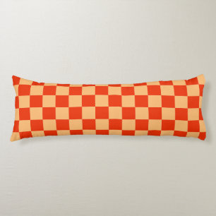 Red and Peach Check Checkered Checkerboard Pattern Body Pillow