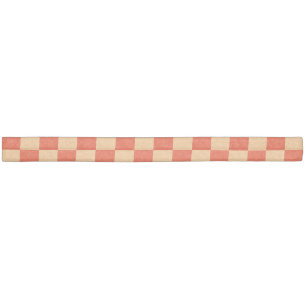 Red and Peach Check Checkered Checkerboard Pattern Elastic Hair Tie