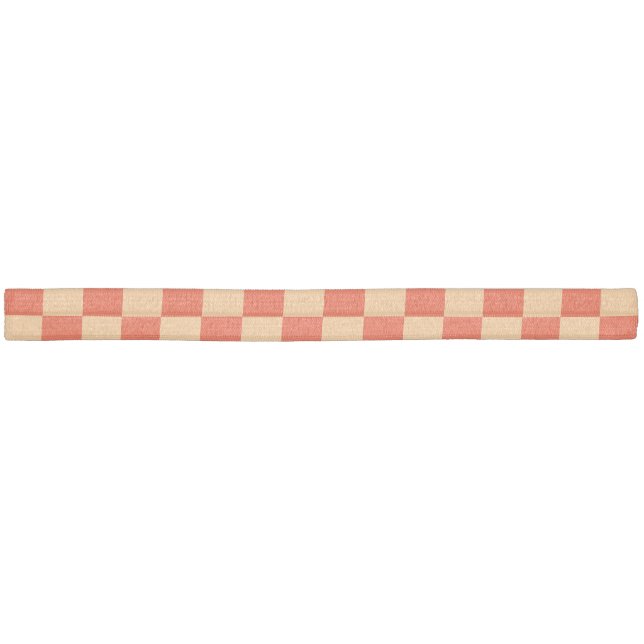 Red and Peach Check Checkered Checkerboard Pattern Elastic Hair Tie (Unwrapped)