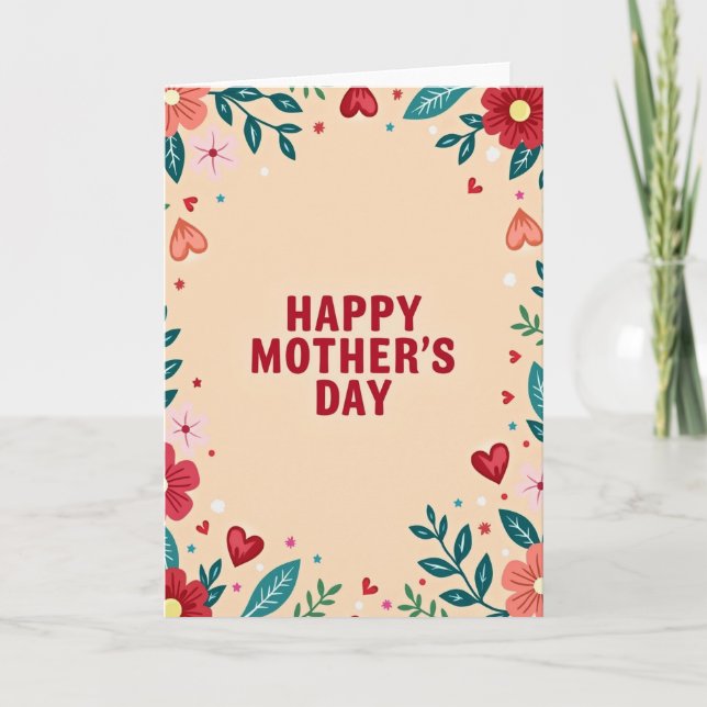 Red And Peach Mothers Day Card (Front)