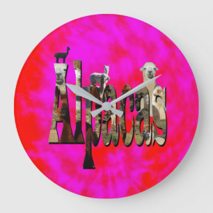 Red And Pink Alpaca Logo Design, Large Clock
