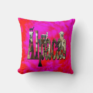 Red And Pink Alpaca Logo Design, Throw Pillow