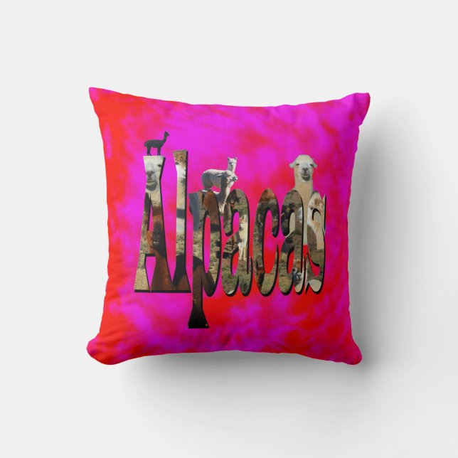 Red And Pink Alpaca Logo Design,    Throw Pillow (Front)