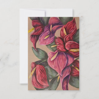 red and pink anthurium card