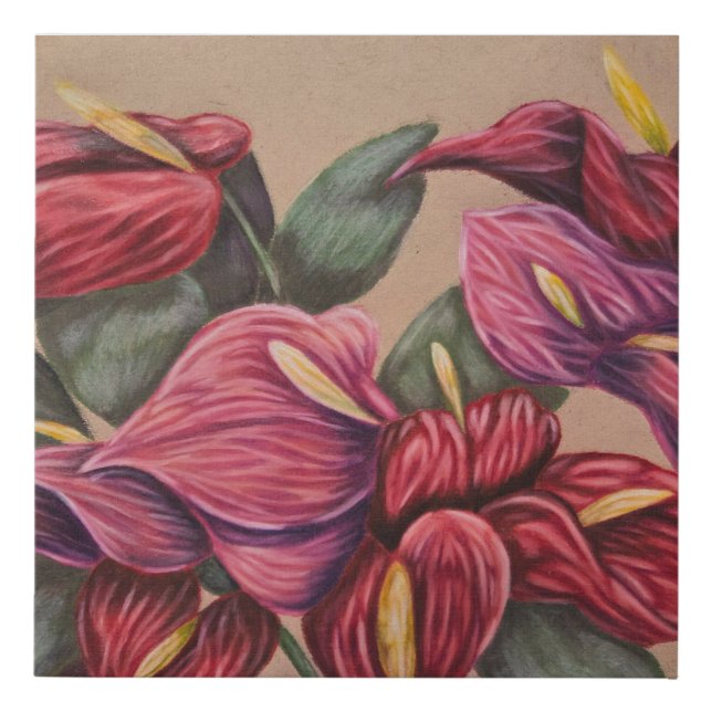 Red and pink anthurium wall art (Front)