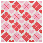 Red and Pink Argyle Heart Pattern Fabric