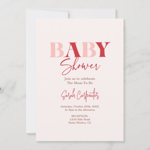 Red and Pink Baby Shower Invitation