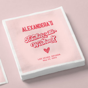 Red and Pink Bachelorette Party  Napkins