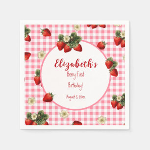 Red and Pink Berry First Baby Girl Birthday Party  Napkins