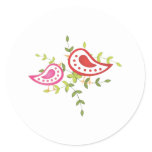 Red and Pink Birds Classic Round Sticker