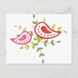 Red and Pink Birds Postcard